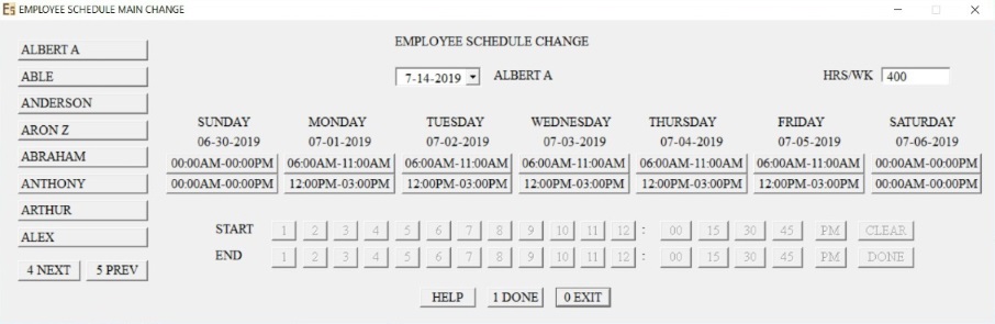 Employee Schedule Change
